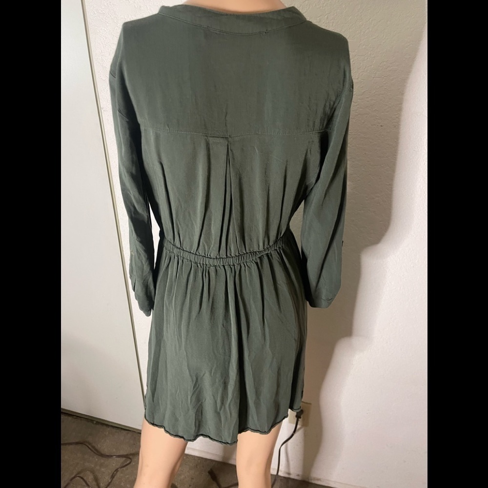 💚 Lark & Grey Petite Tie Waist Dress Small Long Sleeve Casual - Picture 4 of 4